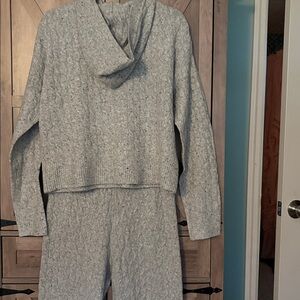 Auden Heather Gray Cable-Knit Drawstring Joggers